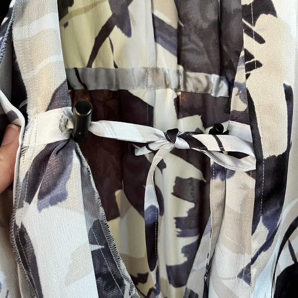 Nic & Zoe Inky Flowers Jacket Size S. Satin Kimono Style Long Sleeves. NEW. - Image 4