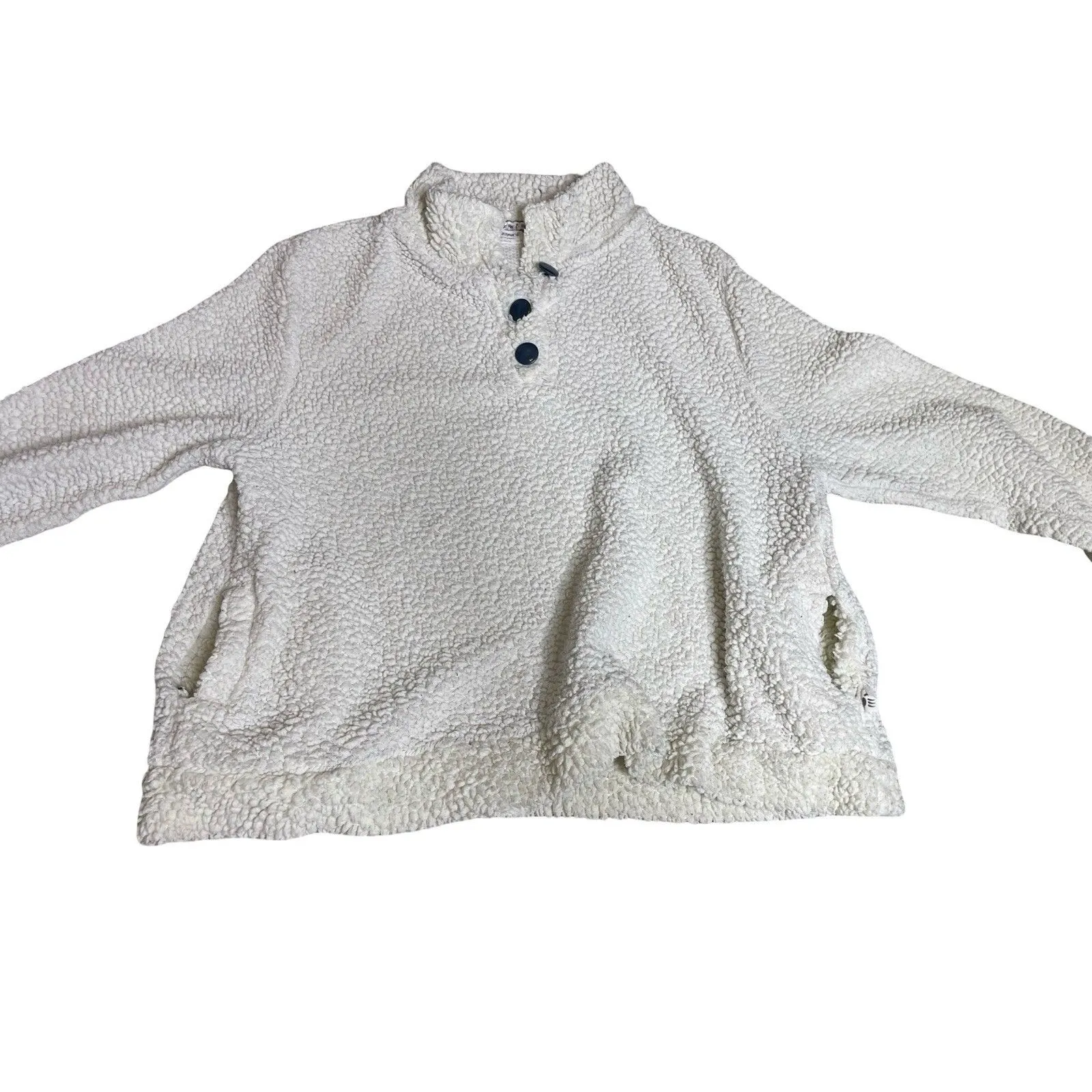 Bearpaw Women's Size XL Cream Shearling 3/4 Button Pullover Sweater Jacket - Image 9