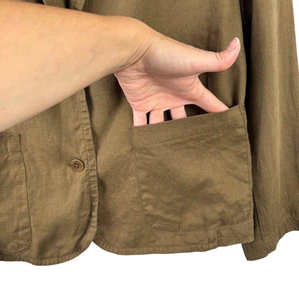 Eileen Fisher Pine Needle Organic Linen Shaped Blazer Jacket Lightweight XL Job - Image 7