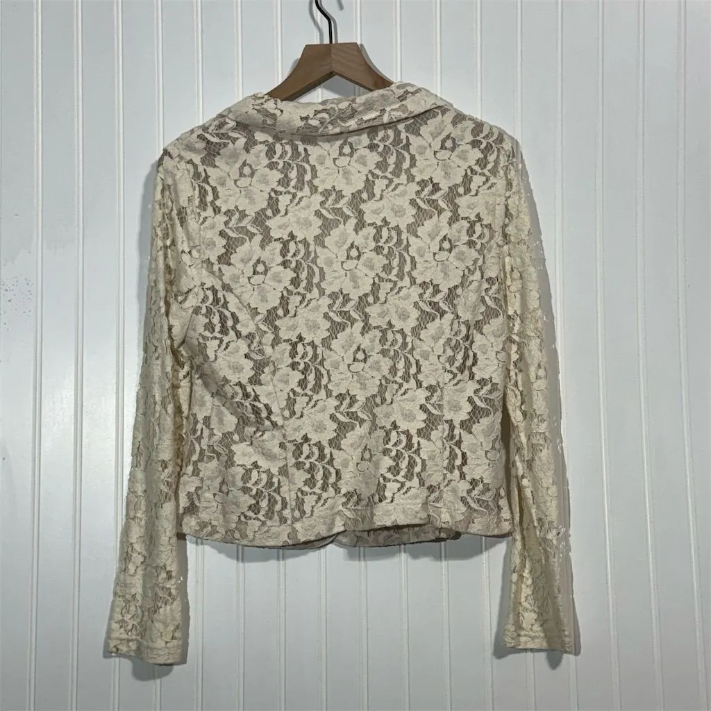 Cabi Lace Blazer Jacket 8 Ivory Floral Sheer Romantic Coquette Soft Goth Cottage - Image 2