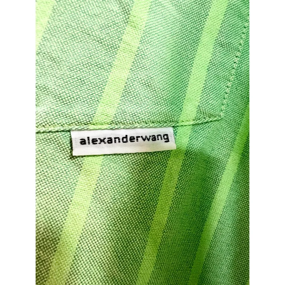 T by Alexander Wang Boyfriend Shirt with Undone Hem Spring Bud Women's Size L Green Size L - Image 4