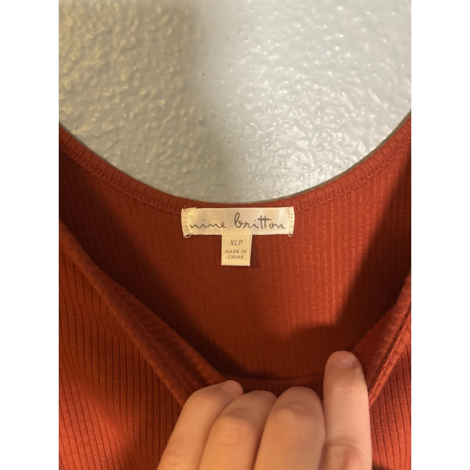 NWT Nine Britton Ribbed Knit Midi Tank Dress Rust Orange XL Petite Beach Summer - Image 3