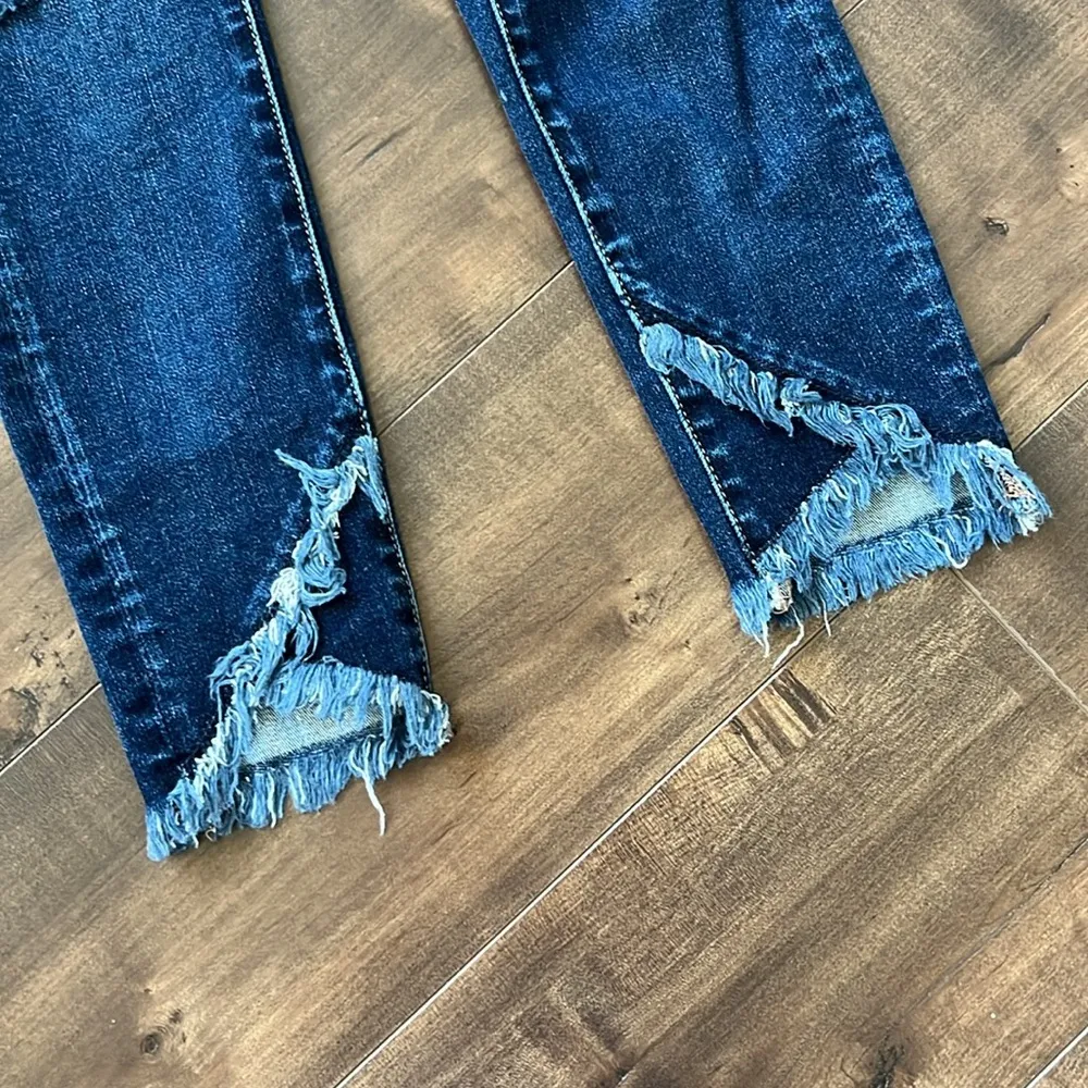 AEO American Eagle Super Hi Rise Jeggings Ripped Dark Wash Size 4 - Image 4