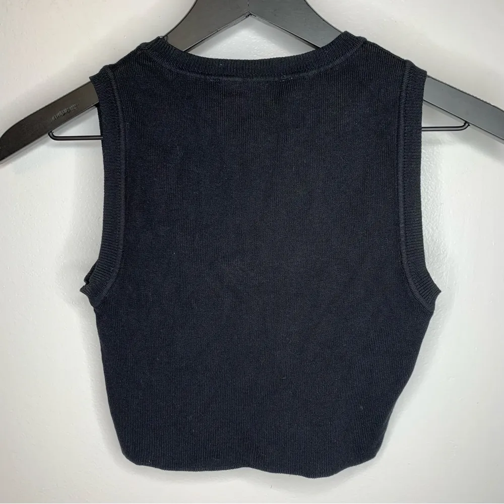 ZARA Black Cropped Stretchy Tank Top Size S - Image 2