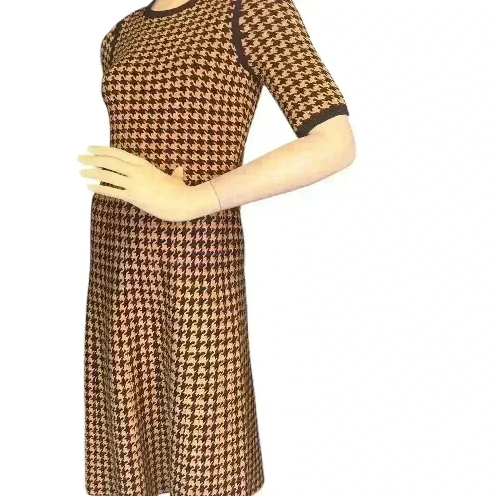 Ann Taylor Houndstooth Flare Dress Stretch Holiday Shimmer Size XS.  #311 - Image 3