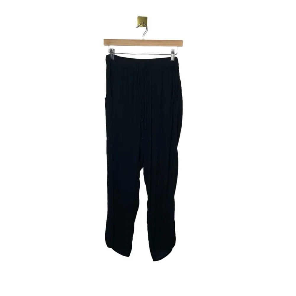 American Eagle Flowy Lightweight Drawstring Viscose Pants in Black Size L - Image 7