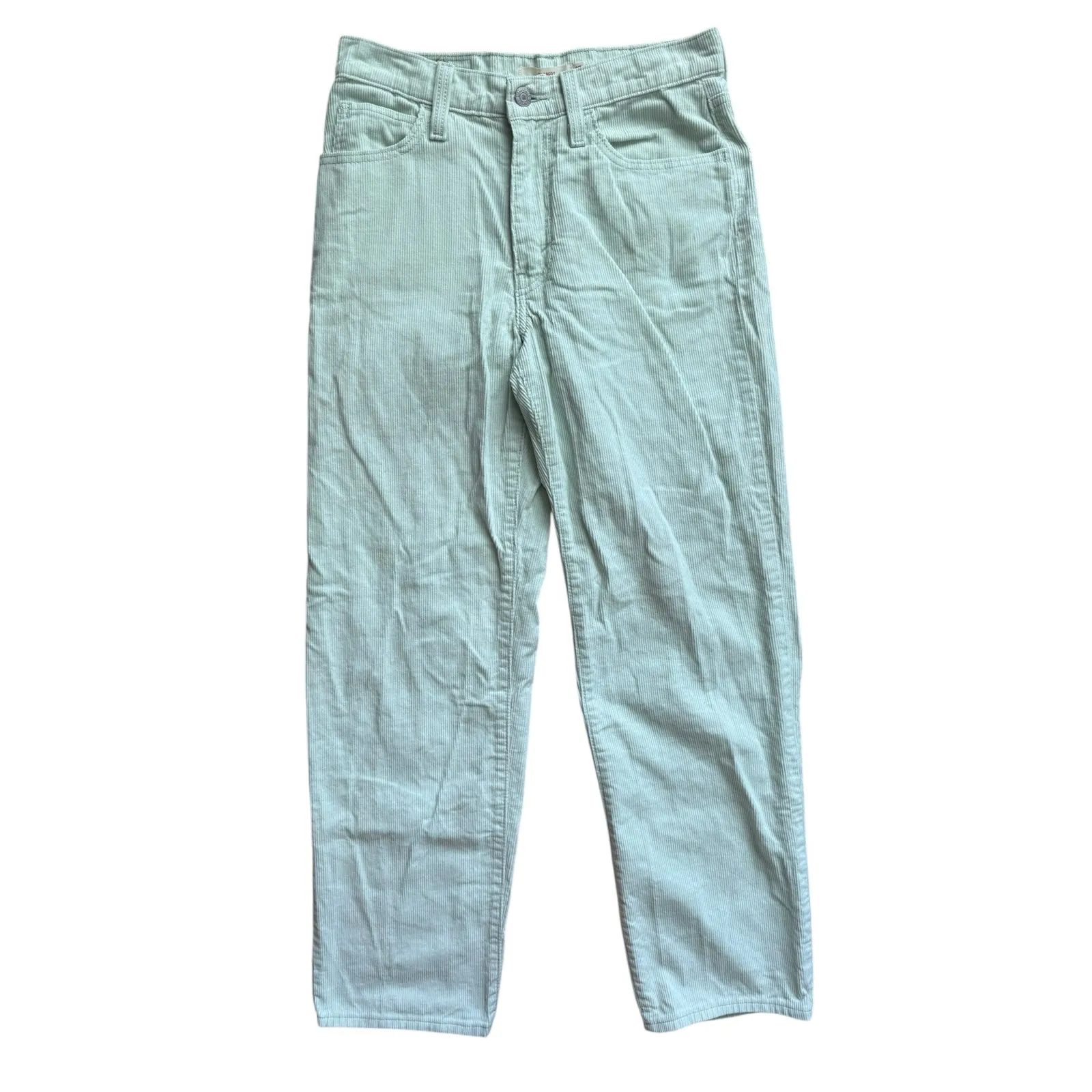 Levi’s 94 Baggy Corduroy Pants Mint Green High Rise Straight Leg Women’s 27 Size 4 - Image 4