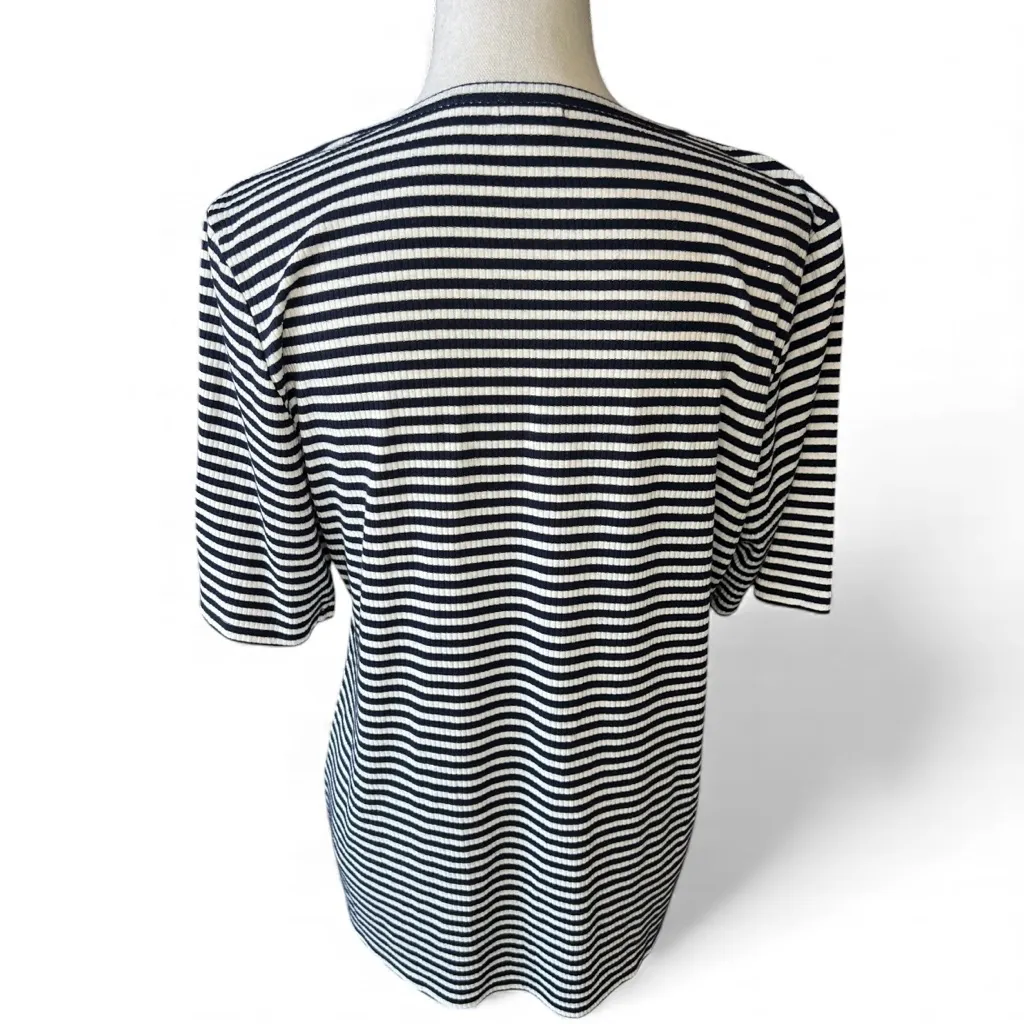 J. Crew Striped navy blue & white scoop neck shirt preppy nautical coastal - Image 4