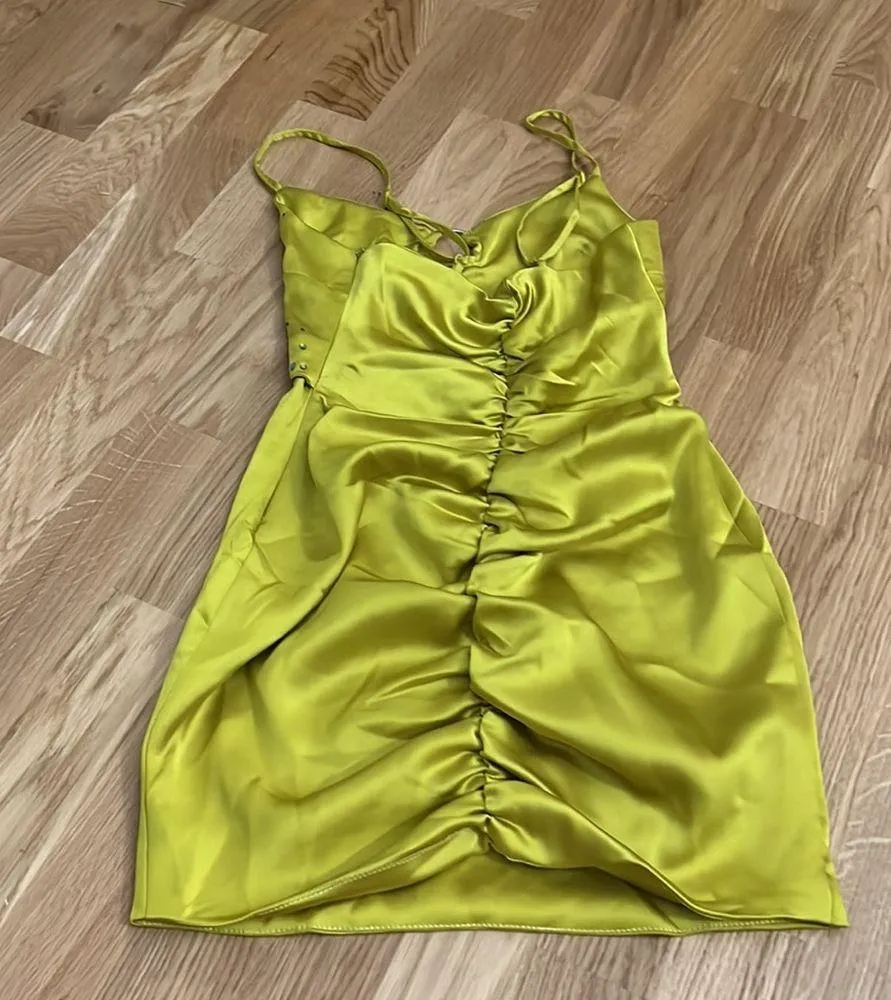 NWOT Danielle Guizio sequin-embellished cut-out minidress in canary yellow - Image 12