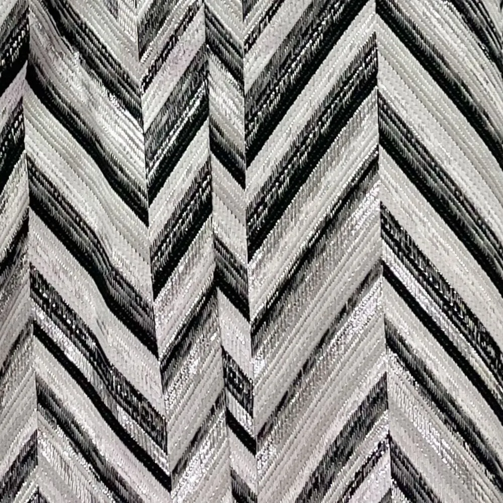 Lulus Creative Thinking Silver Black Metallic Zigzag High Waist Pants Sz Medium - Image 13