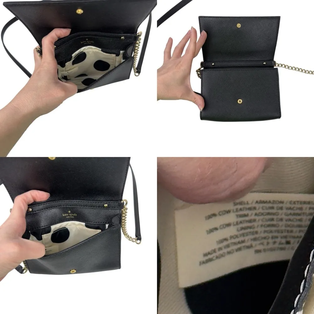 Kate Spade Cedar Street Cami Mini Crossbody Evening Bag Saffiano Leather Black - Image 13