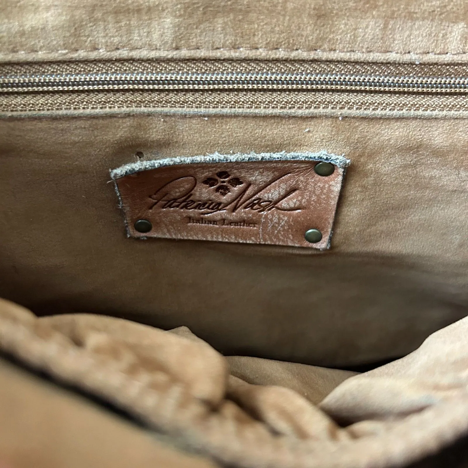 Patricia Nash Rosa Brown Leather Studded Saddle Messenger Crossbody Bag - Image 11