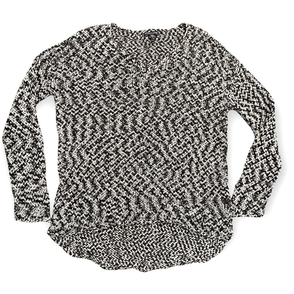 Eileen Fisher open knit sweater black and white - Image 2