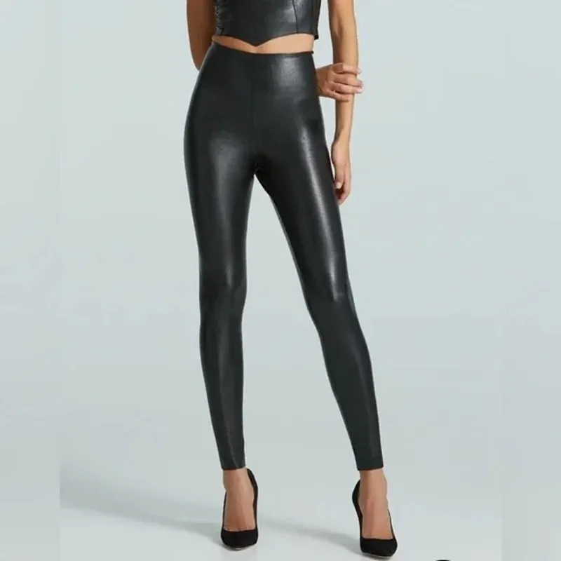 Commando High Rise Control Faux Leather Leggings Black Small - Image 2