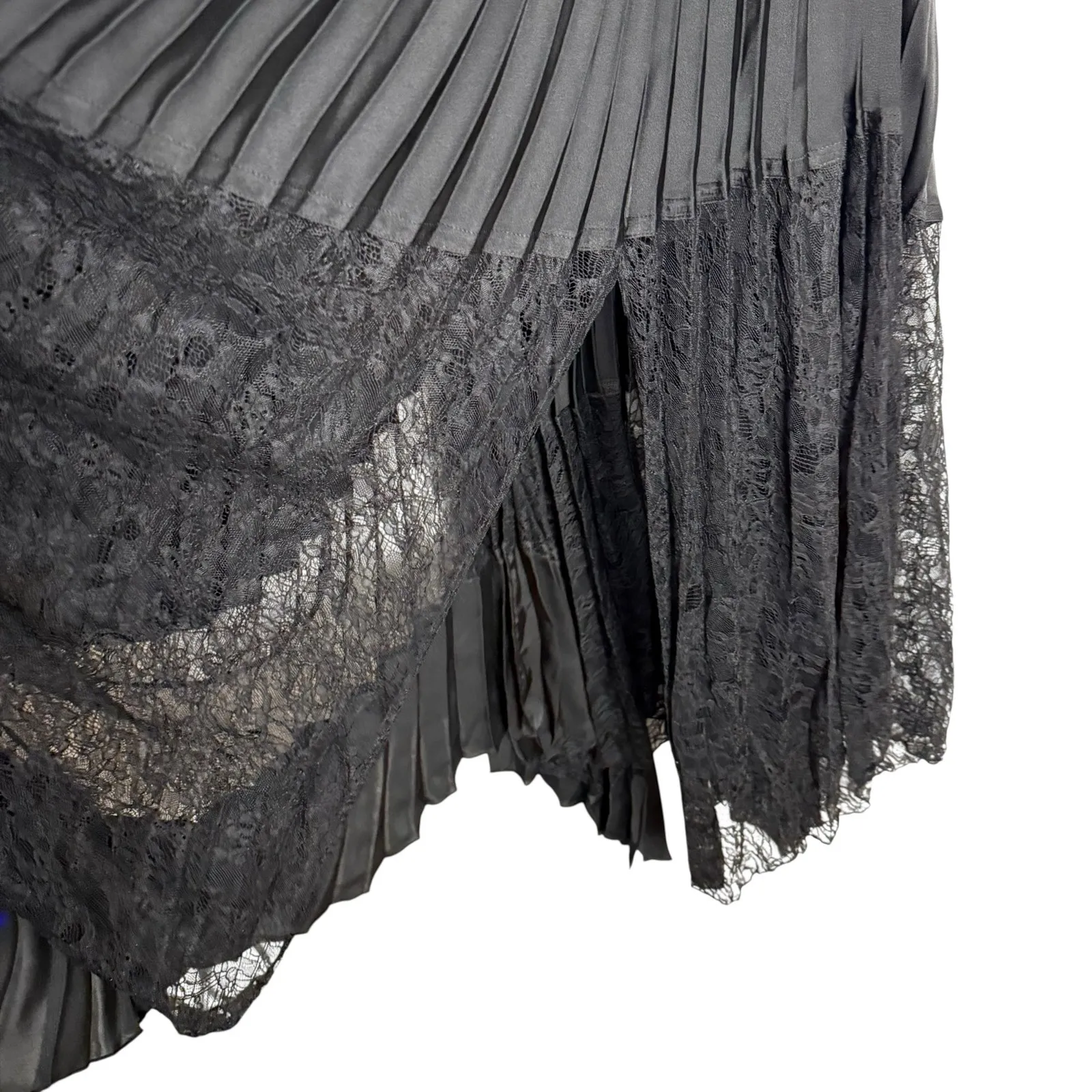 Alice + Olivia Hannah Black Halter V-Neck Pleated Lace Sash Neck Maxi Dress 14 - Image 8