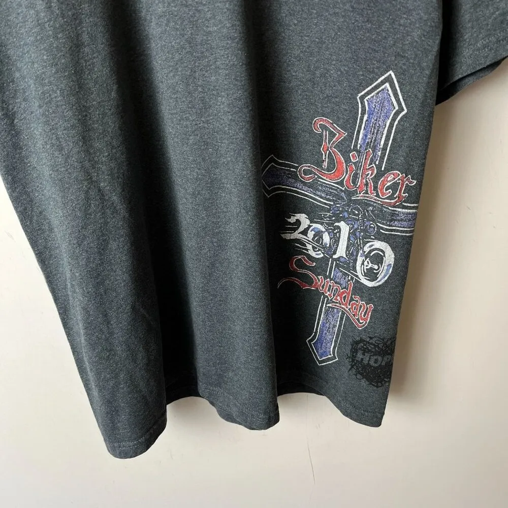 2010 Hope Biker Sunday T Shirt Medium M Gray Graphic Tee Vintage Y2K - Image 5