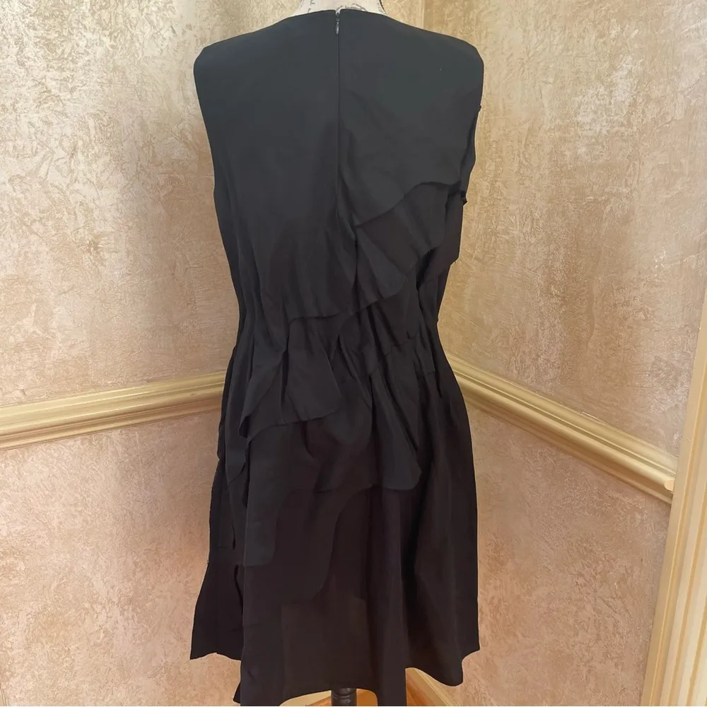 COS Tiered Ruffle linen Blend Sleeveless Pullover A Line Mini Dress Black Sz 12 - Image 4