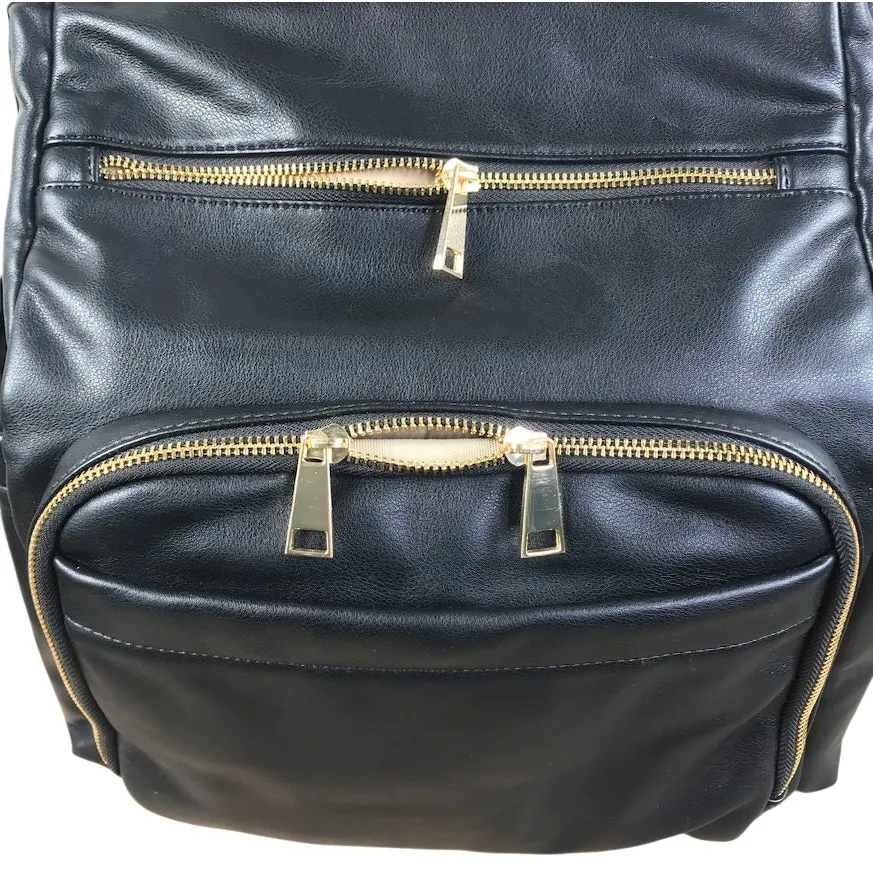 OMANMOLI Leather Diaper Backpack Black Large Organizing Pockets Travel Everyday - Image 6