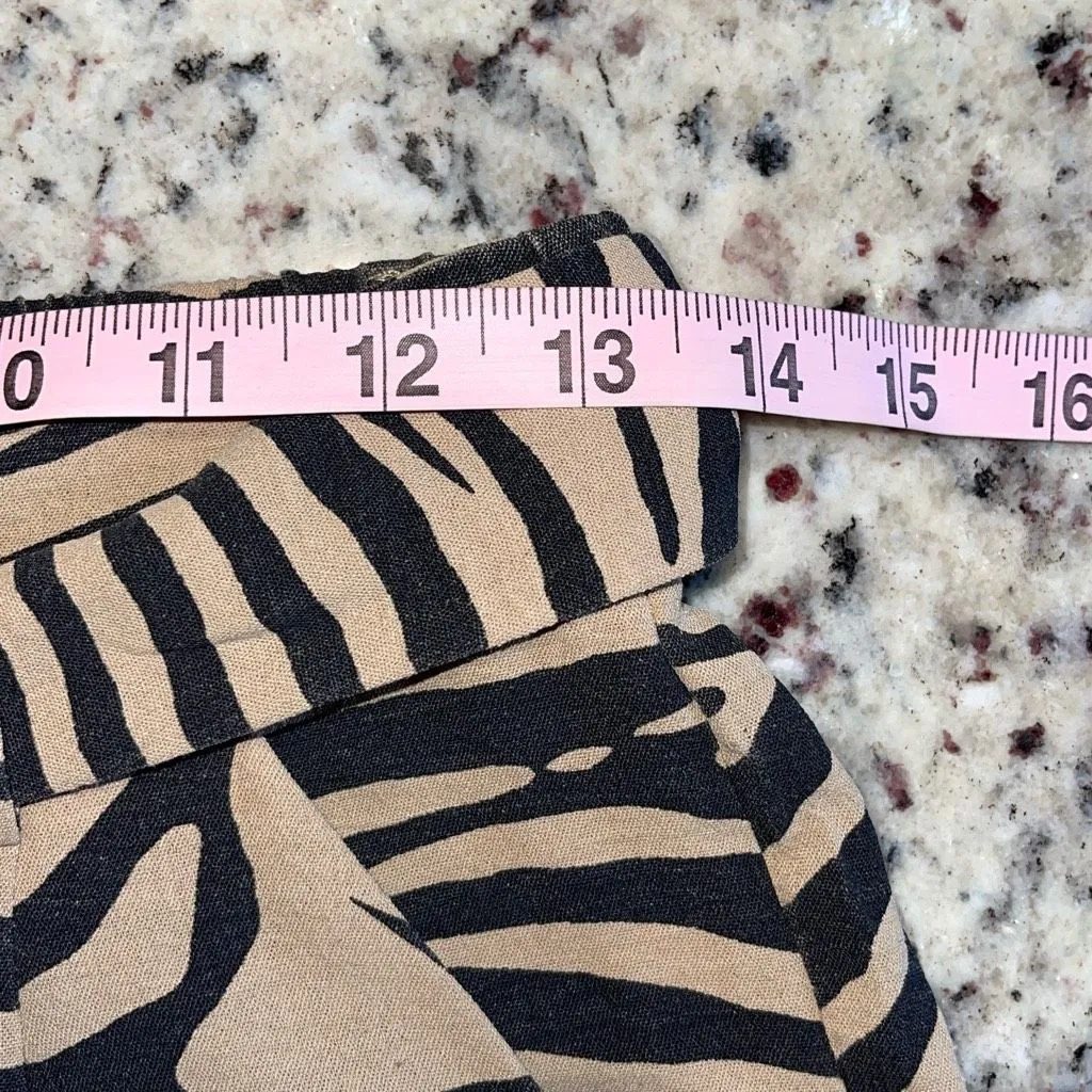 C by One Womens Animal Print Pull On Wide Leg Cropped Pants Black Tan Size XS - Image 8