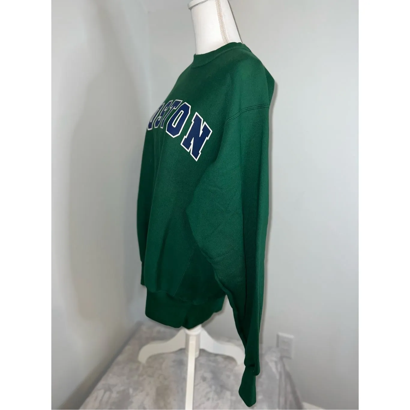Women’s Crewneck “Boston” Pullover Sweatershirt Green XL - Image 4