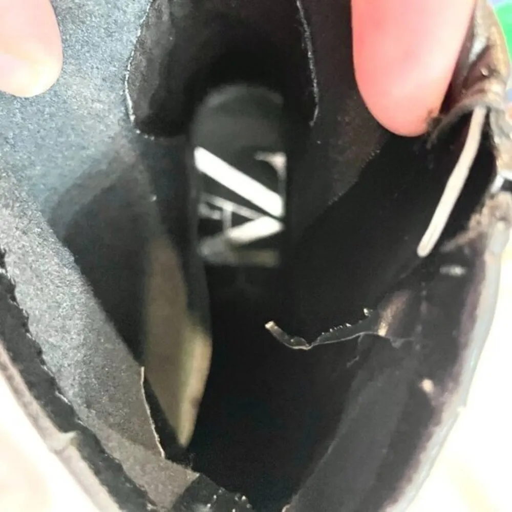 Zara Women Leather Black Cowboy Heel Ankle Boots with Square Toe Size EU 40 - Image 6