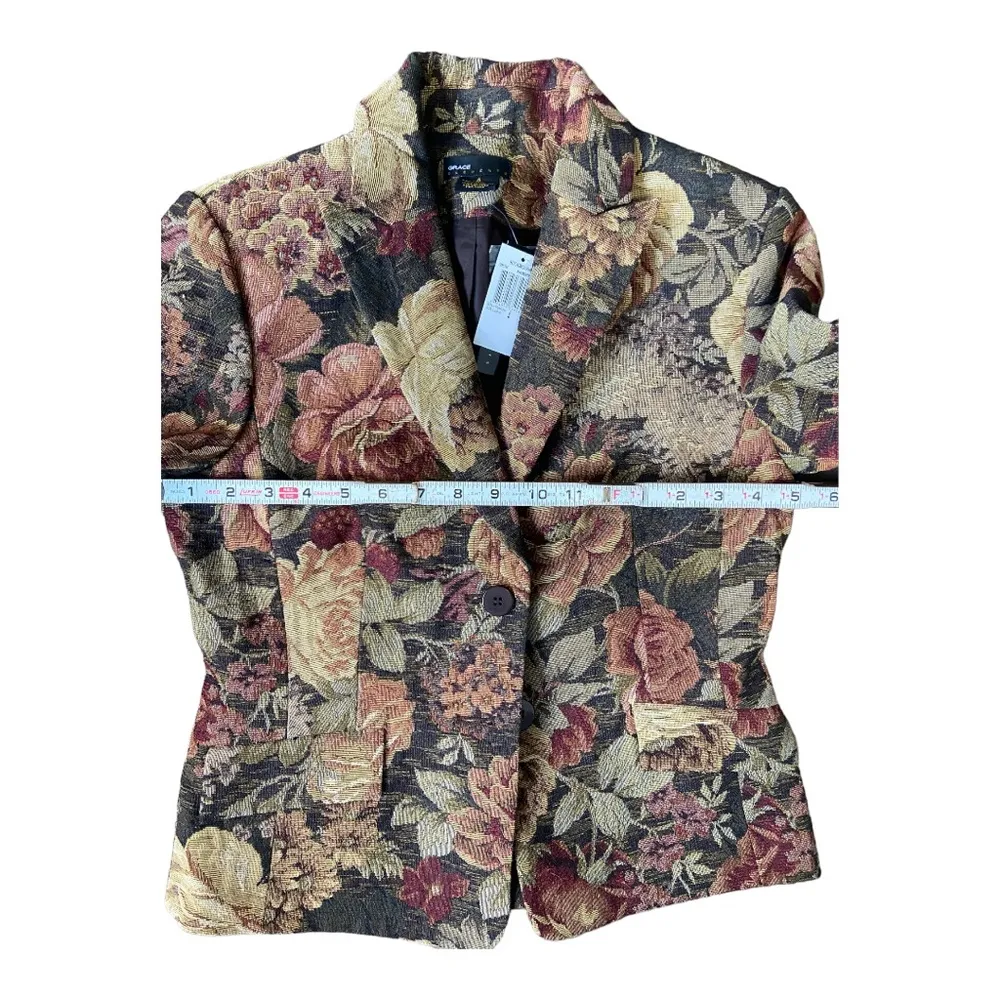 Grace Elements Women’s Brown Floral Career Coat Jacket Blazer Size 4 NWT - Image 4