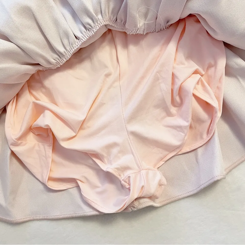 Pastel Pink Silky Layered Tiered Kawaii Ballet Cottage Mini Skirt Skort - Image 6