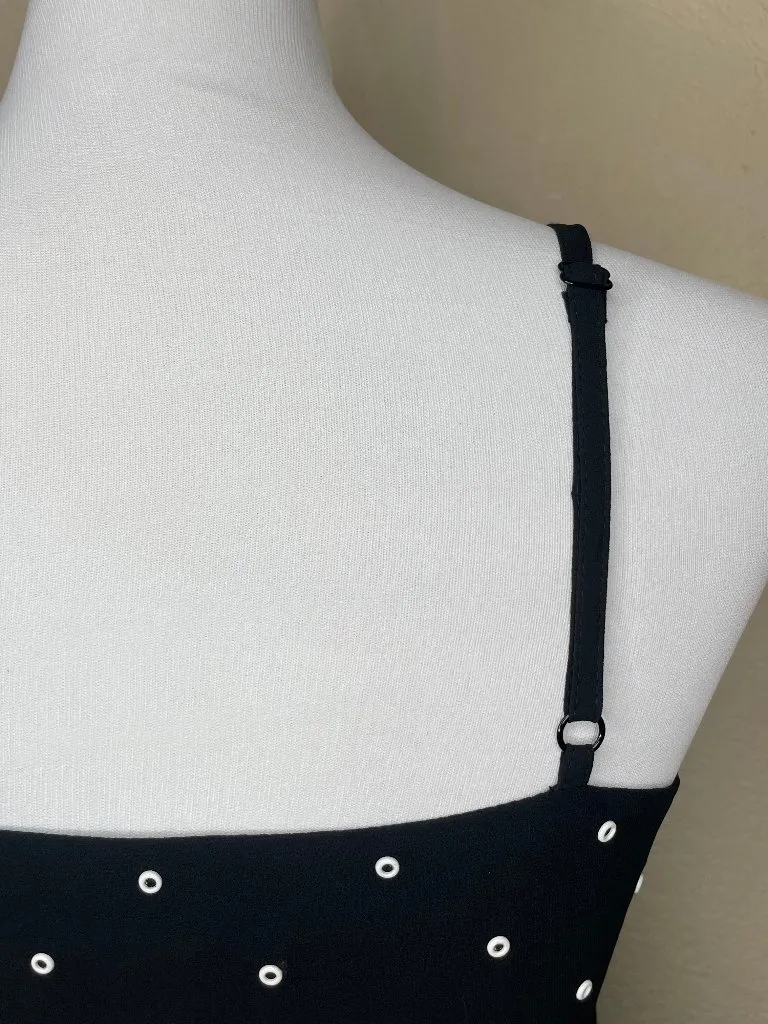 MICHAEL Michael Kors Black White Ruffled Embellished Midi Slip Dress Sz XS - Image 6