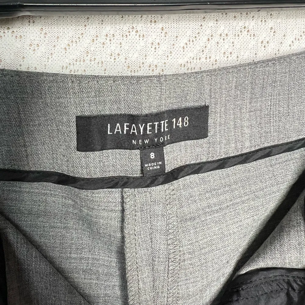 Lafayette 148 New York Barrow Gray Wool Blend Dress Pants Size 8 Has Hole - Image 7