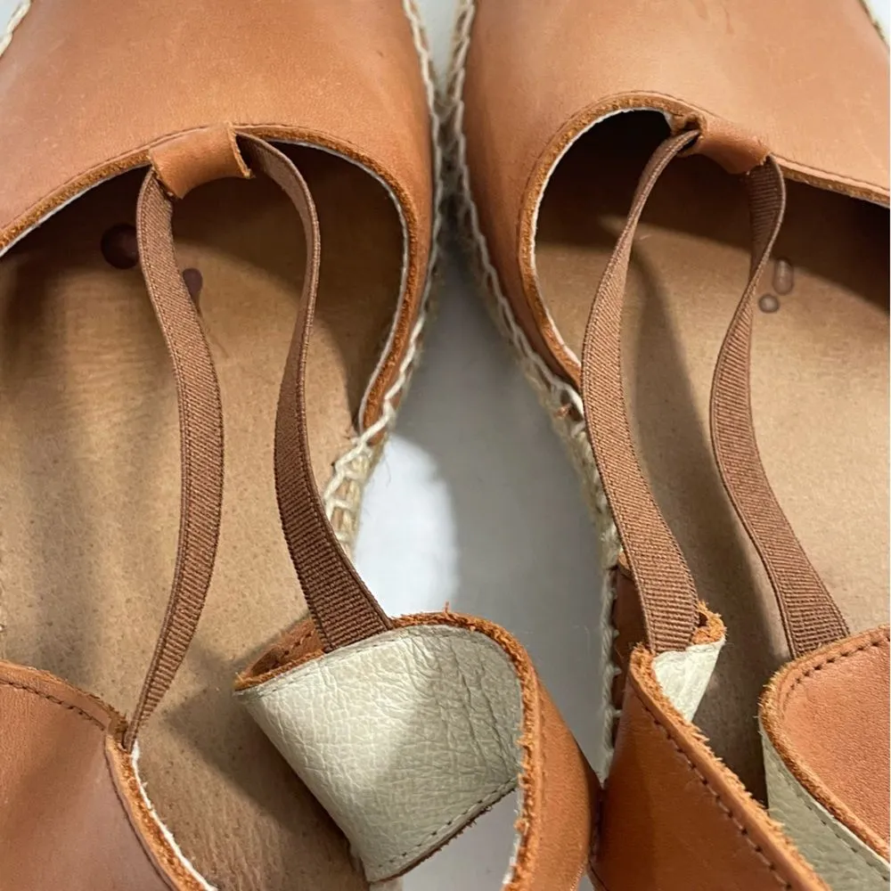 Andre Assous Dainty Womens Leather Slingback Espadrille Wedge‎ Sandal Sz 6 Shoes Brown - Image 9