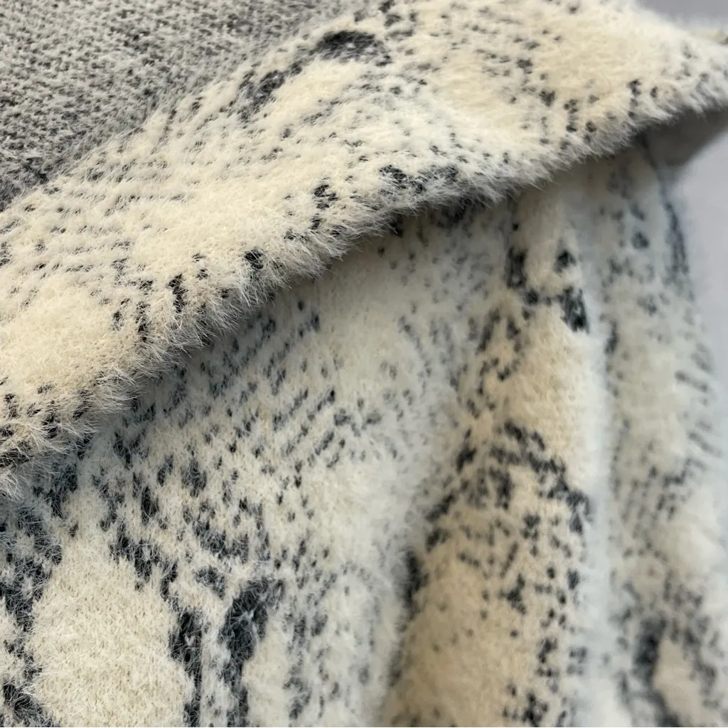 Snakeskin Pattern Hooded Coat Snap Closure Cardigan Fuzzy & Soft by Buckle Black - Image 6