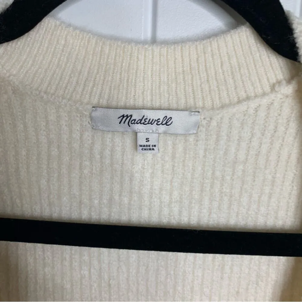 Madewell Melwood white square‎ neck balloon sleeves coziest yarn sweater minimal - Image 5