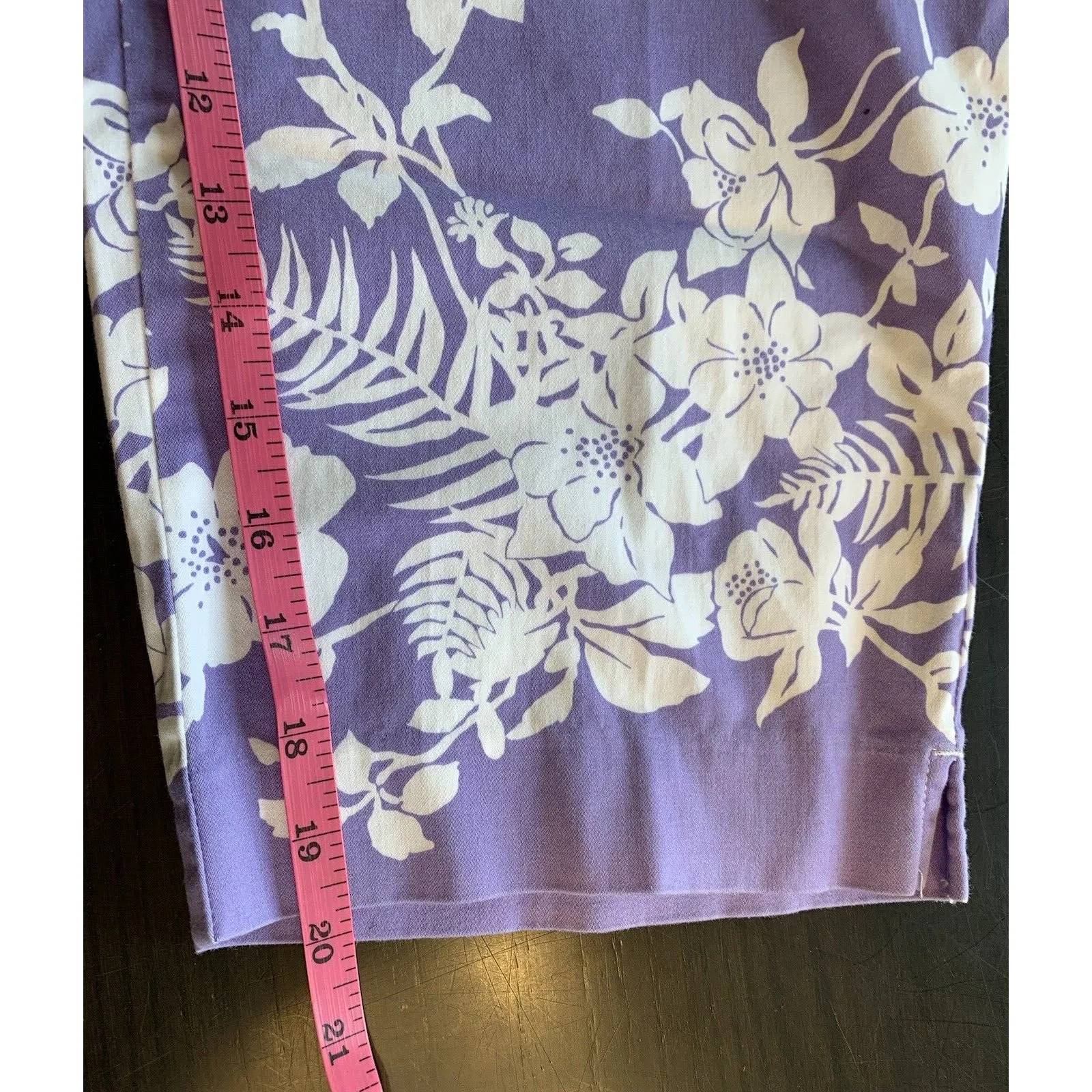 Koret Pants Women's 8 Stretch Zipper Purple Floral Office‎ Church 19" Inseam Size 28 - Image 14