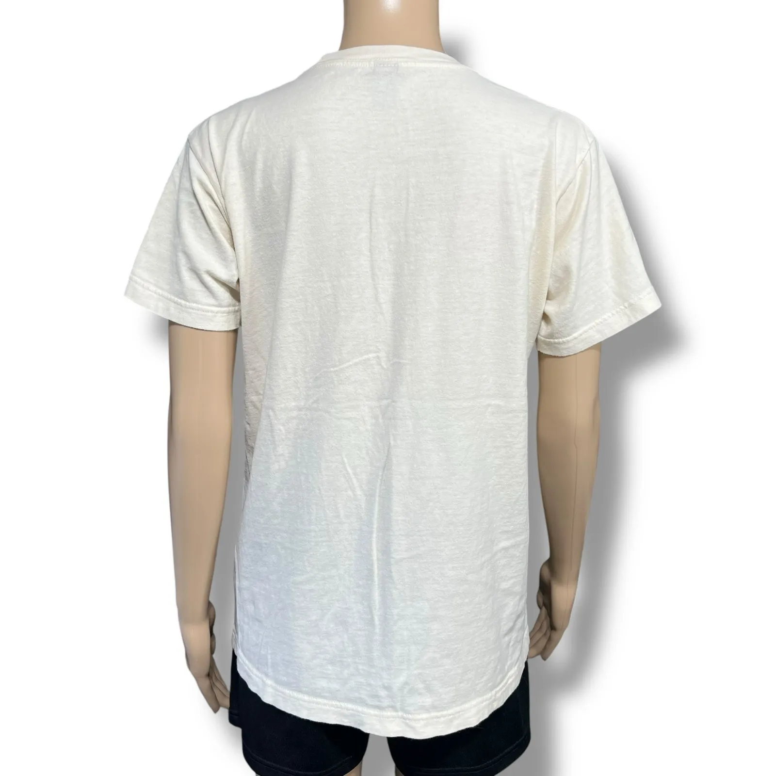 North Central University Womens T Shirt Top Go North Short Sleeve Beige Blue Med - Image 3