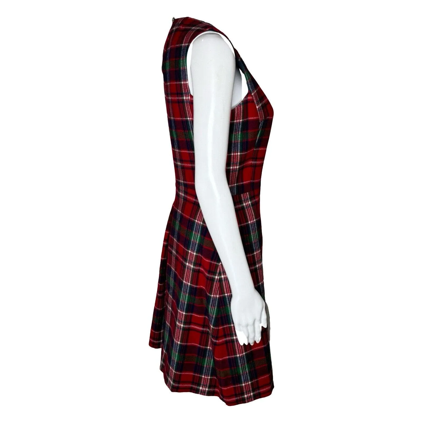 Vineyard Vines Dress Womens 2 Red Green‎ Plaid Christmas Tartan Fit Flare Preppy - Image 2