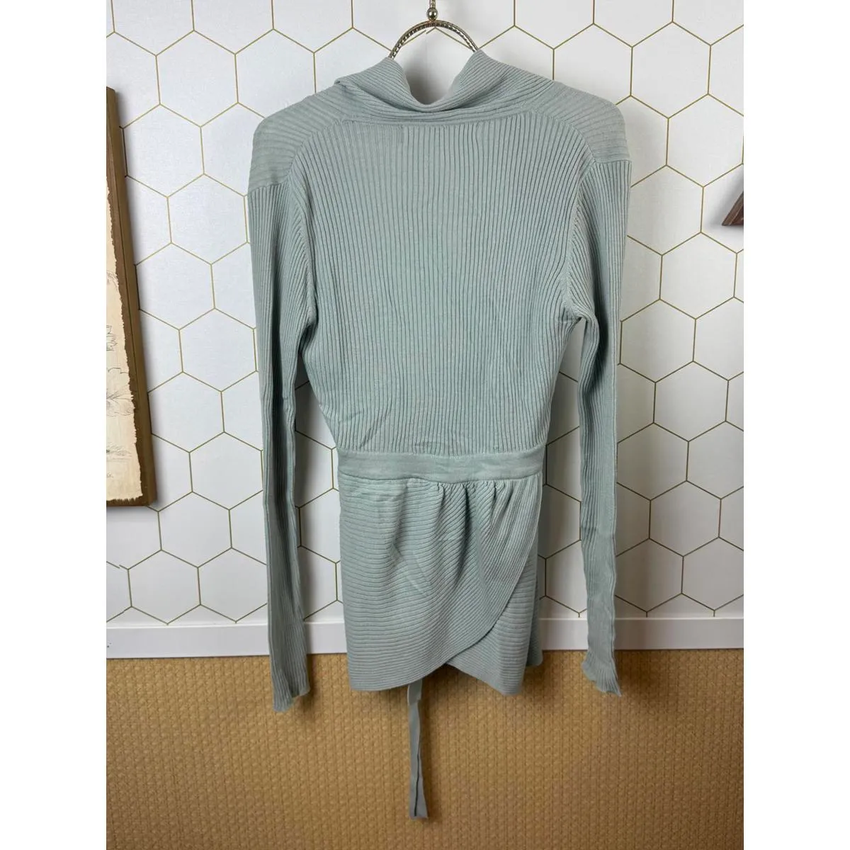 Sparrow from Anthropologie Seafoam Ribbed Wrap Cardigan Sweater - Image 2