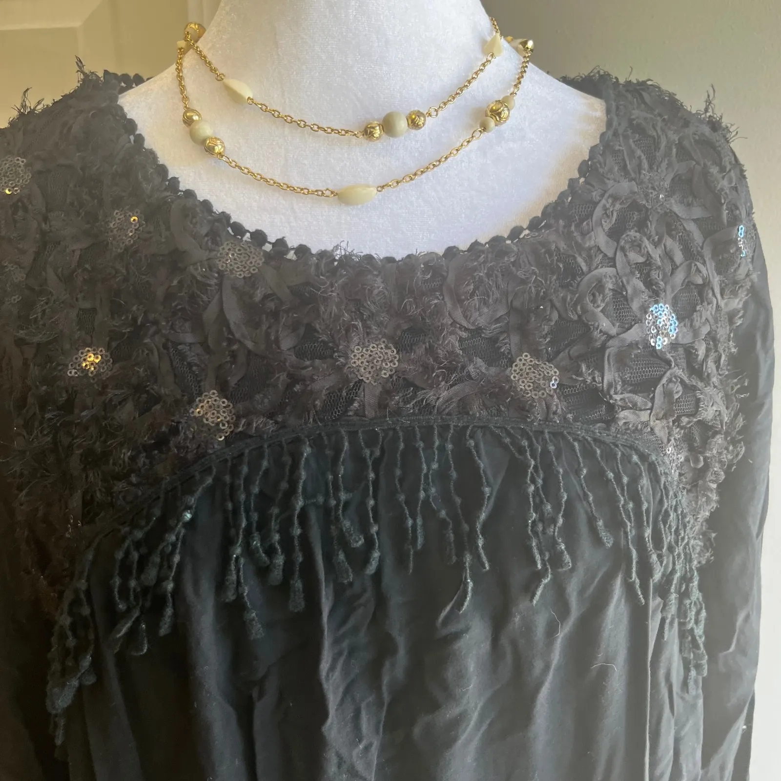 JodiFl Black Dress Lace Sequin Embellished Long Sleeve Tunic Dress Whimsigoth - Image 8