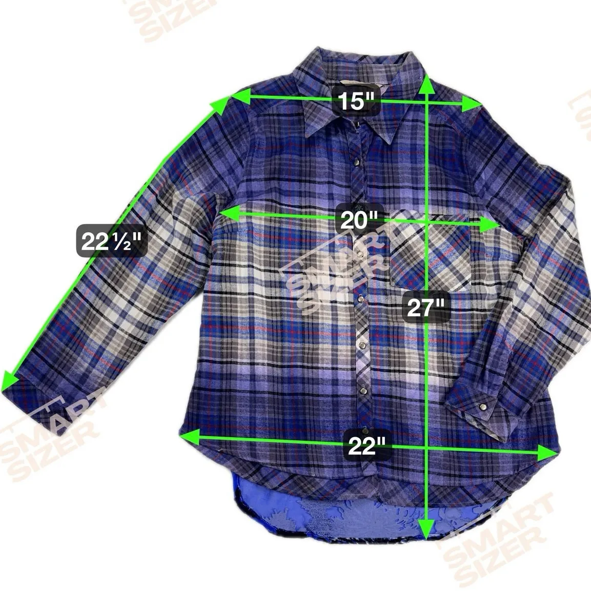 Soft Surroundings Purple Flannel Long Sleeve Velvet Burnout Shirt Size Petite M - Image 7