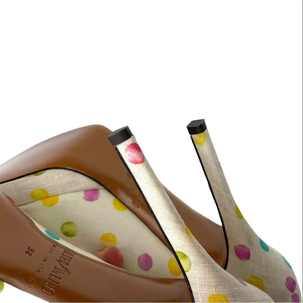 Palter DeLiso Polka Dot Bow Platform Heels 7.5 White - Image 14