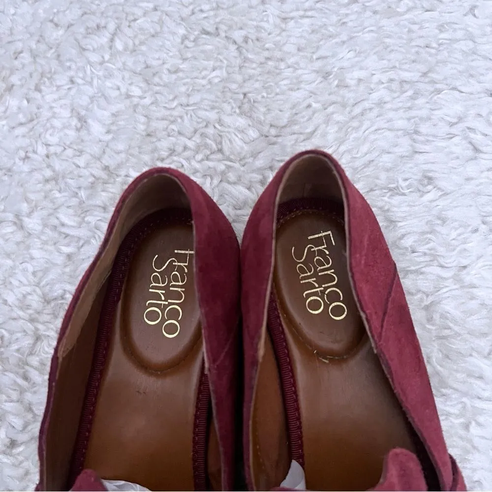 FRANCO SARTO Red Suede Leather Flat Loafers Women's SHOES Size 9 M - Image 6
