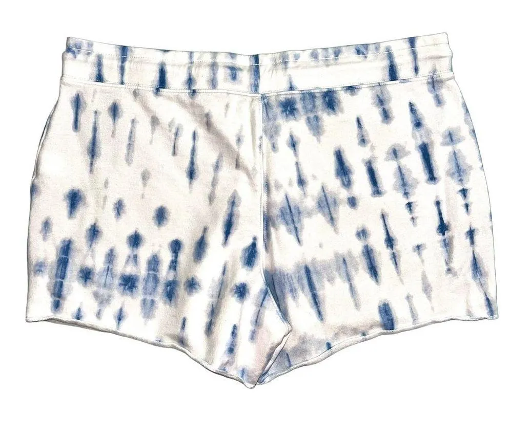 Gap Womens Sweat Shorts Tie Dye Blue White Logo Drawstring Casual Comfy Large - Image 6