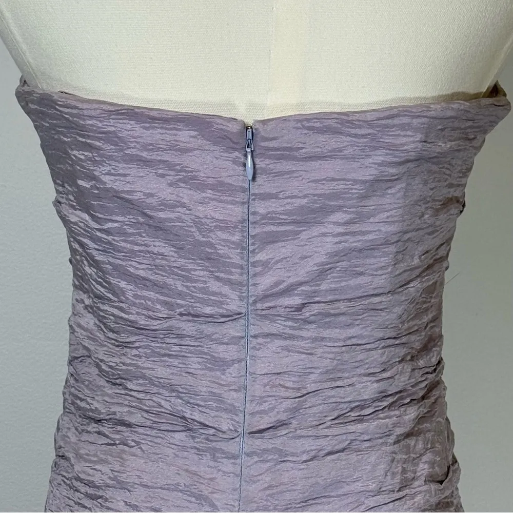 Nicole Miller Signature Crinkle Gown Ruched Techno Metallic Women’s Size 10 Purple - Image 6