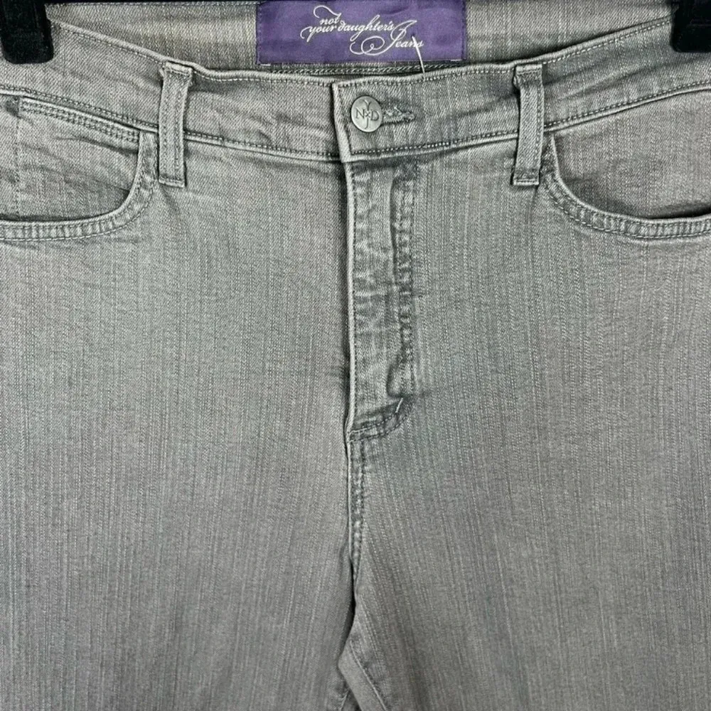 NYDJ Womens Flare Jeans Gray High Rise Stretch Embellished Made in USA 12 Petite - Image 3