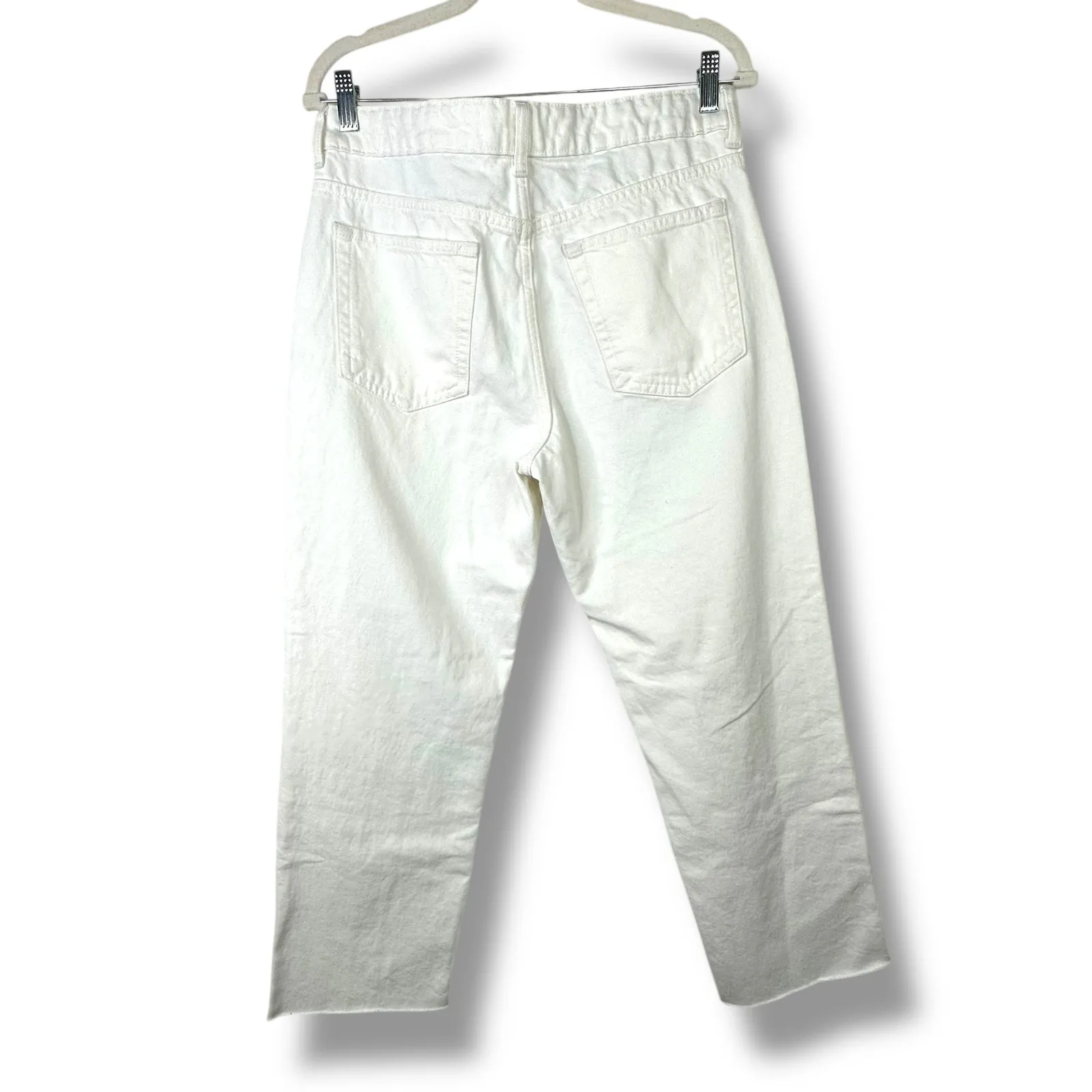 MANGO MNG NWOT Blanca White Straight-Fit Frayed Cropped Mid-Rise Jeans Size 8 - Image 7