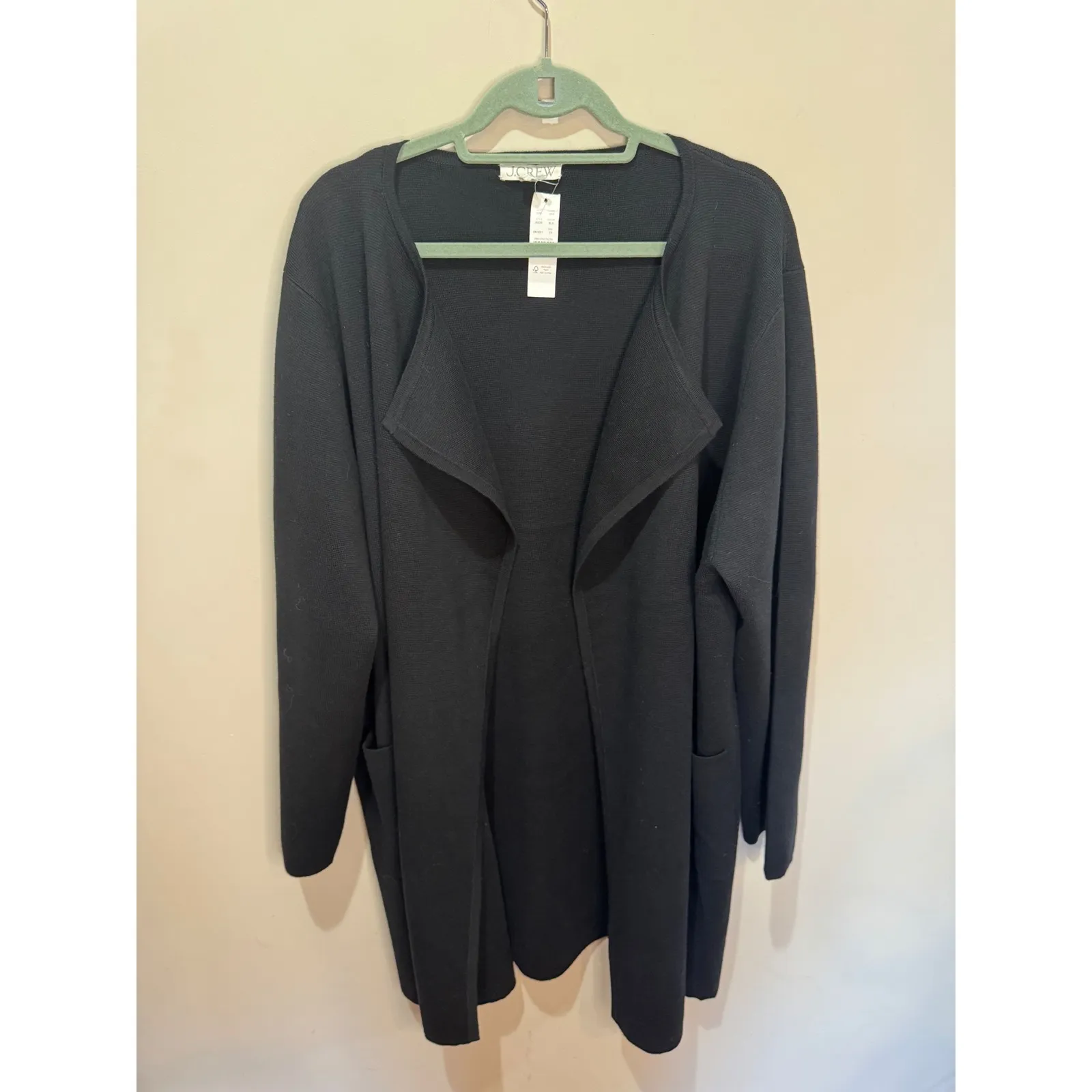 J.Crew NWT Black Juliette Collarless Sweater Blazer Open Front 2X Plus‎ $158 Size XXL - Image 2