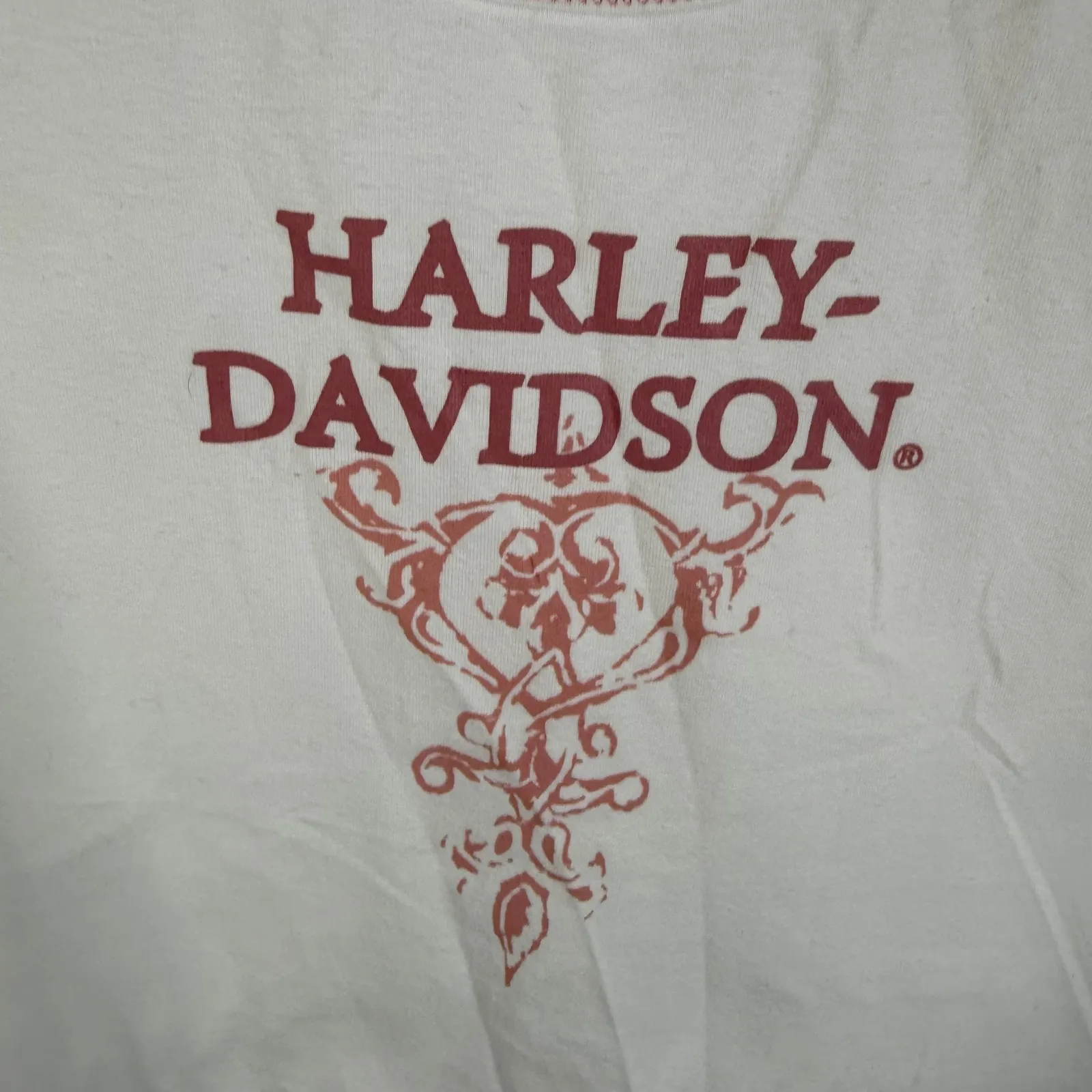 Harley Davidson Tank Top Womens XL‎ Pink Logo Stitching Graphic Bikercore Grunge White - Image 2