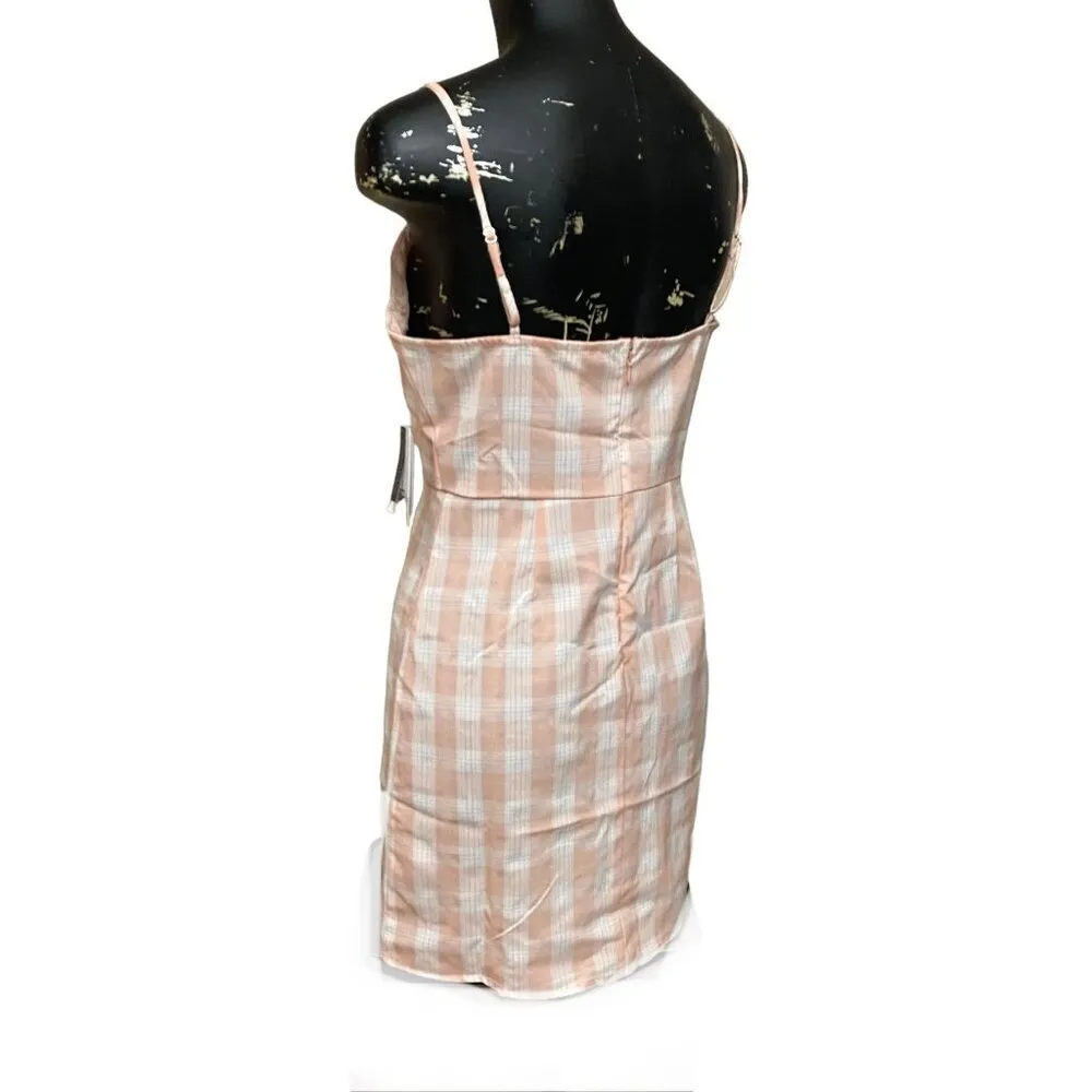 NEW BP Blush Pink Plaid Mini Dress Size Medium - Image 4