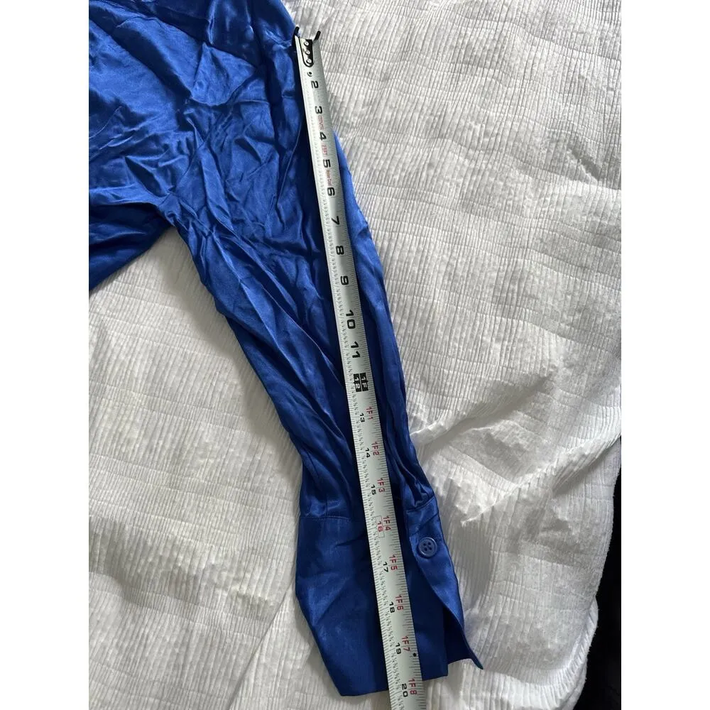 NWT Zara Wrap Dress Royal Blue Satin Women's XS Wedding Guest Cocktail Short - Image 10