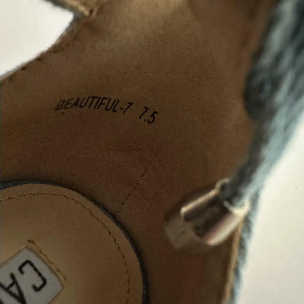 Cape Robbin Denim Beautiful Embroidered Rainbow Block Heel Sandals Size 7.5 - Image 6