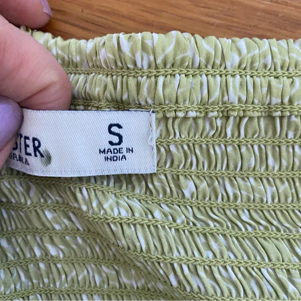 Hollister Women Small Bandeau Crop Top Green White Festival Beach Y2K - Image 3